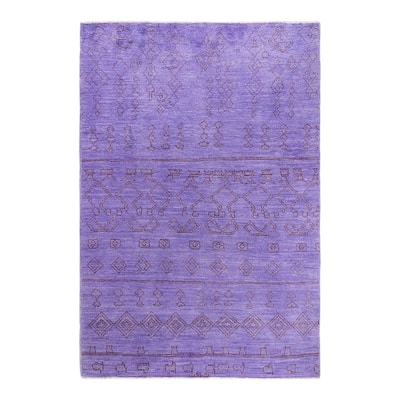 Contemporary Overdyed Wool Hand Knotted Area Rug - 6' 1" x 8' 10"