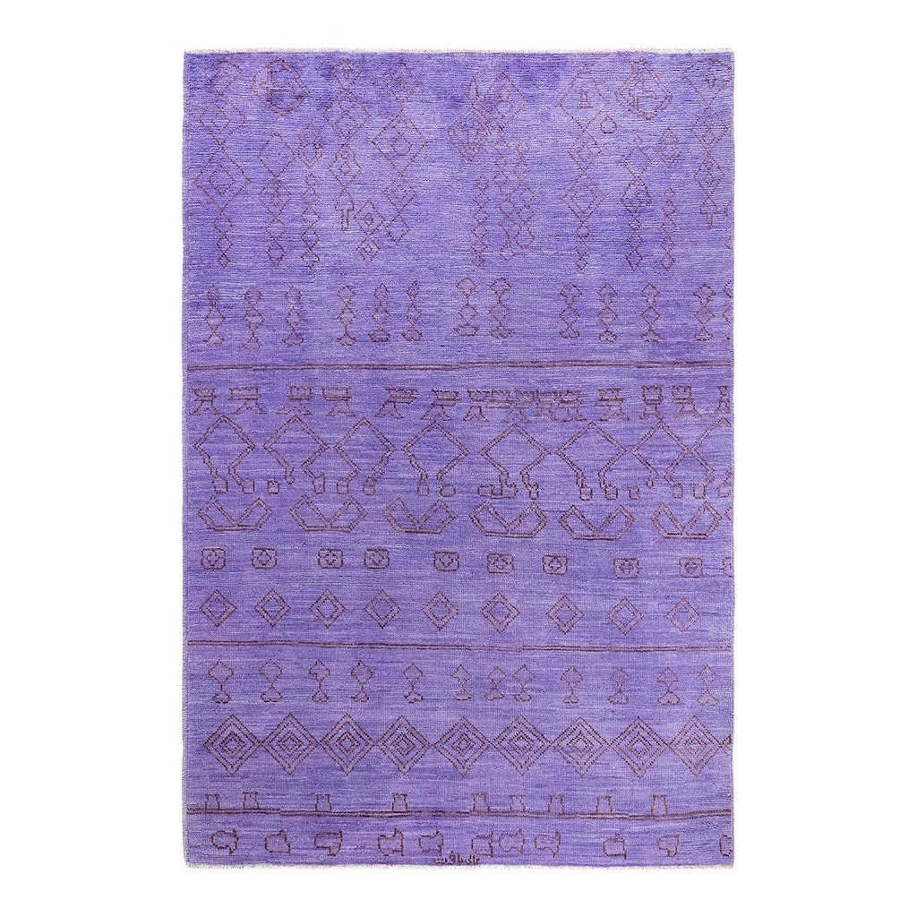 Contemporary Overdyed Wool Hand Knotted Area Rug - 6' 1" x 8' 10"