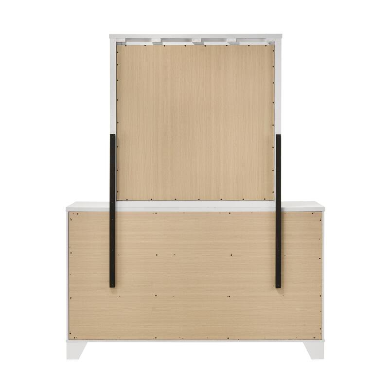 Furniture of America Loris Modern 2-Piece White Wood 6-Drawer Dresser and Mirror Set