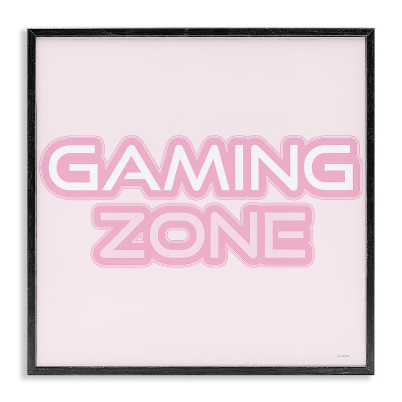 Stupell Pastel Pink Gaming Zone Framed Giclee Art Design By Yass Naffas Designs - 17 x 17 - Black