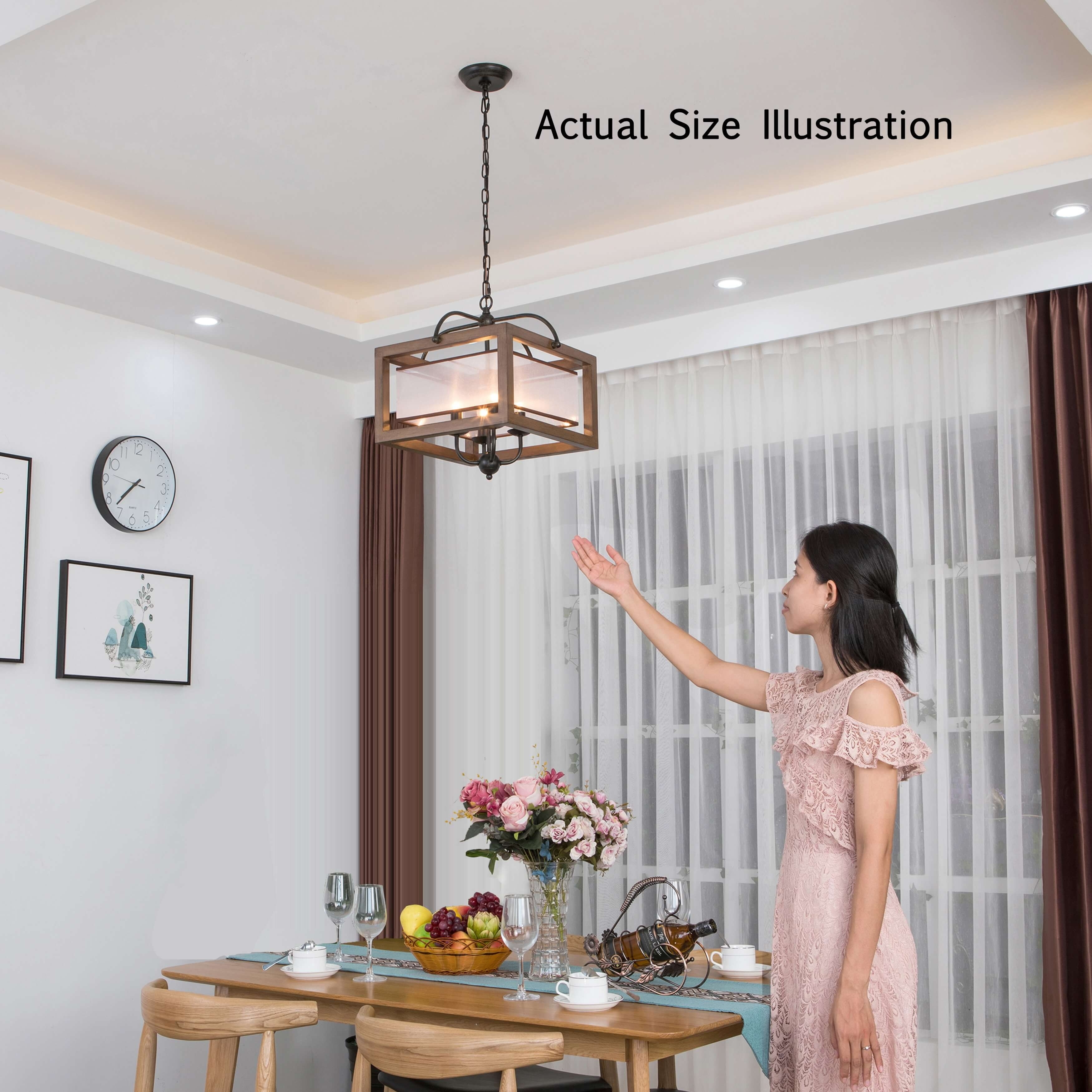 Alina antique black metal natural wood flush mount sales with fabric shade