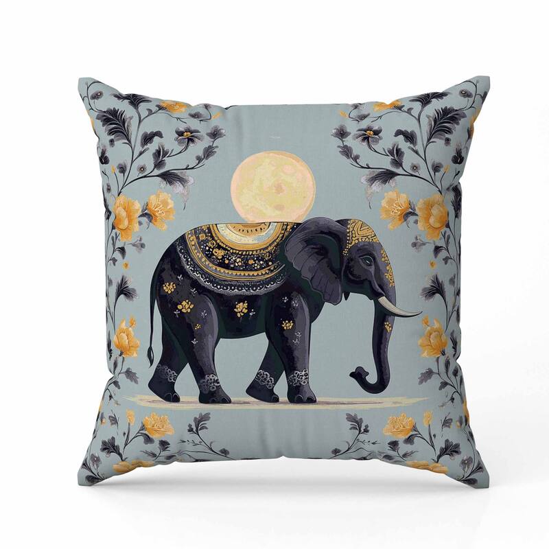 Moonbeam Elephant Faux Suede Reversible Throw Pillow Mint and Gray