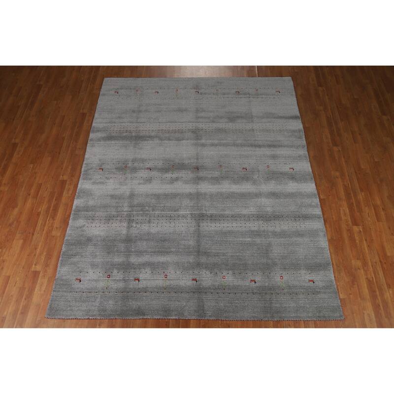 Gray Tribal Gabbeh Indian Area Rug Handmade Bedroom Wool Carpet - 8'0" x 10'0"