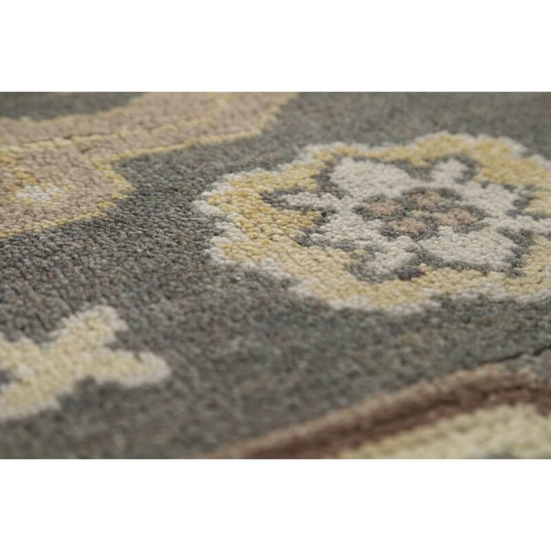 Gray Oushak Indian Area Rug Hand-Knotted Wool Carpet - 9'0"x 11'8"