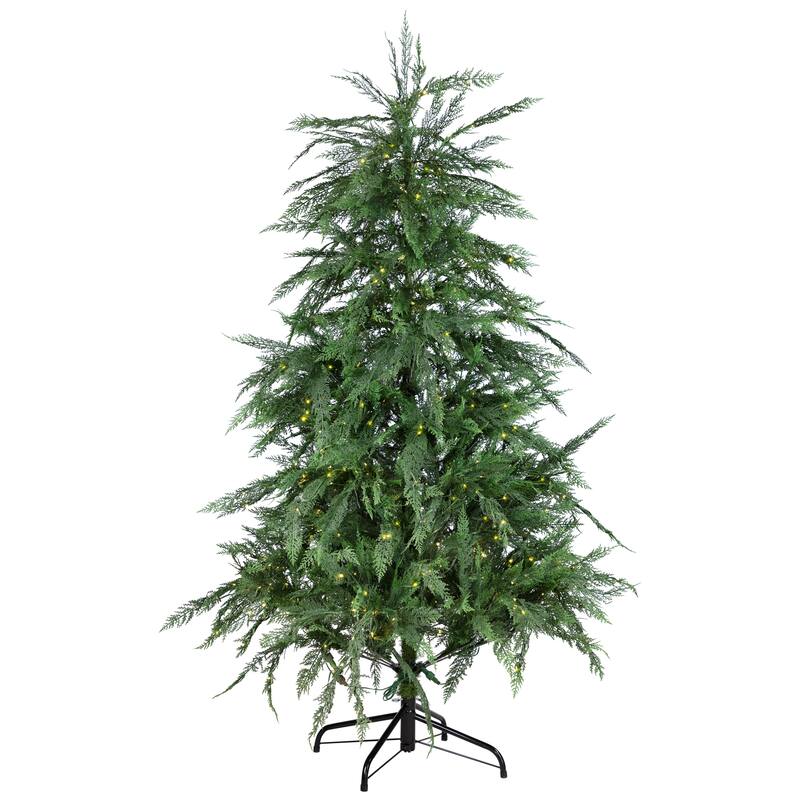 Pre-Lit Medium Weeping Cedar IPT Artificial Christmas Tree - 7.5' - Dual Color LED Lights - 7.5 Foot