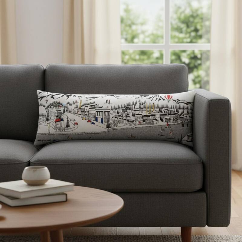 HomeRoots 14" X 45" Cream Bend Daylight Skyline Lumbar Decorative Pillow