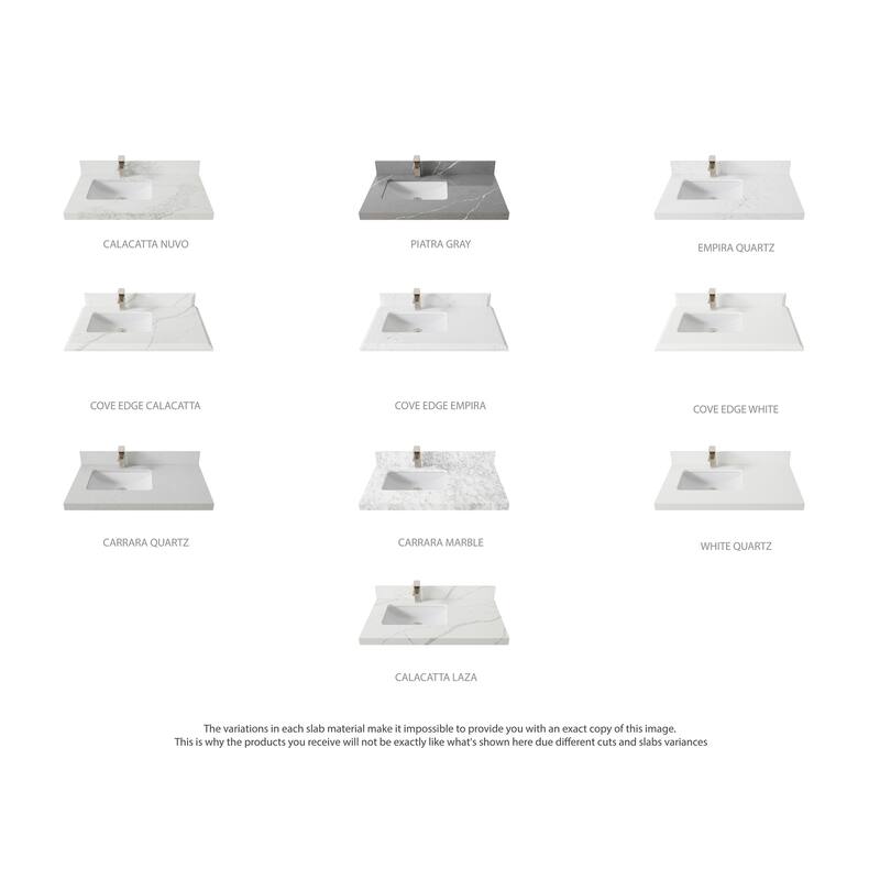Willow Collections 36 x 22 Boston Left Offset Sink Bathroom Vanity with Quartz or Marble Countertop