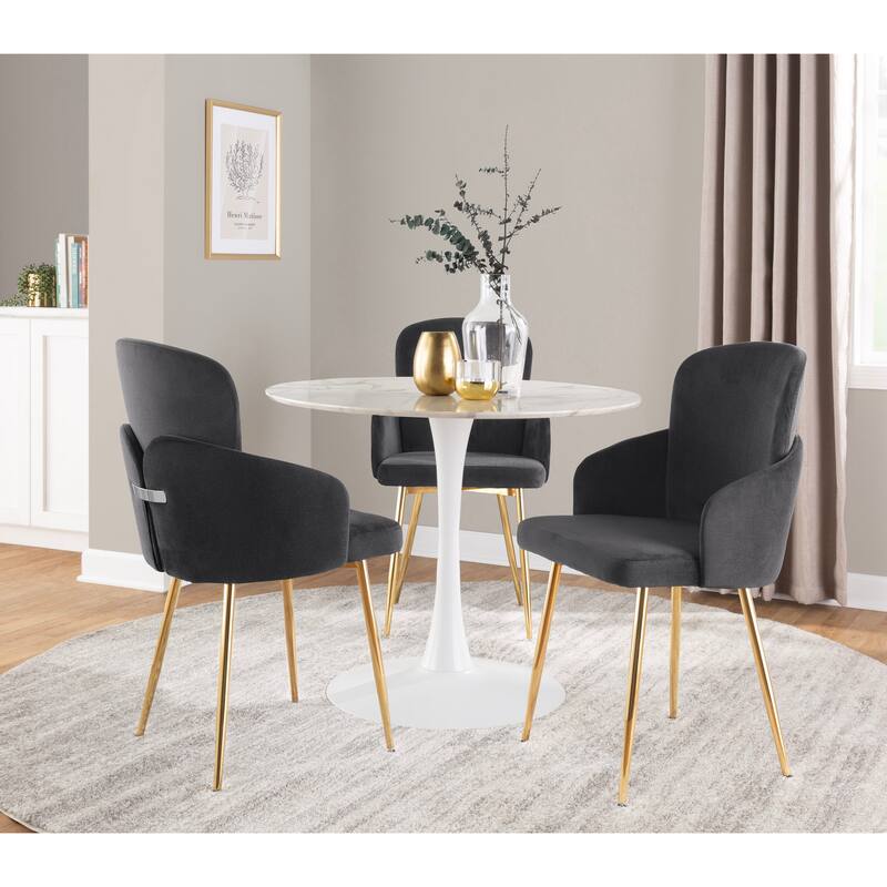 Silver Orchid Dahlia Dining Chair with Metal Legs (Set of 2)