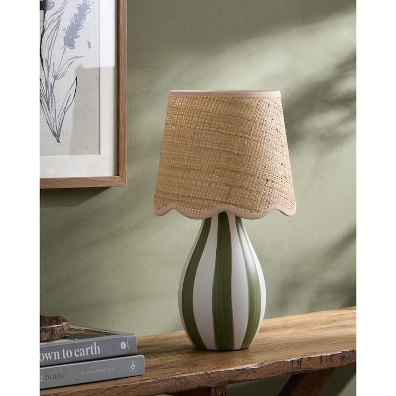 Livabliss Melbu Traditional Accent Table Lamp - Green/White