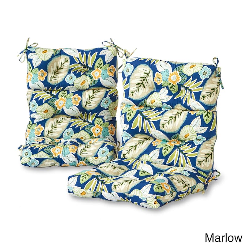 Marlow Floral 22-in x 44-in Outdoor High Back Chair Cushion (Set of 2) (Cushions Only)
