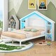 preview thumbnail 15 of 41, Rustic Wood Platform Bed with House-Shaped Headboard & Built-in LED