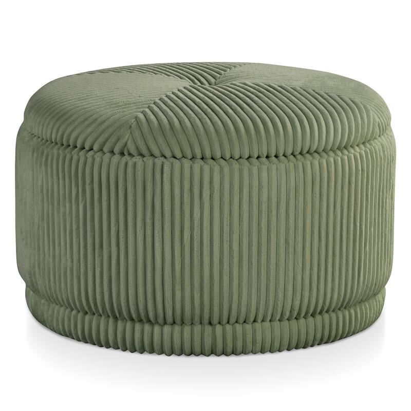 24/7 Shop At Home Modern Round Chenille Storage Ottoman - Green