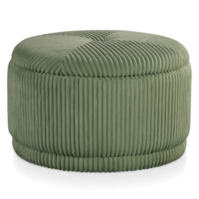 24/7 Shop At Home Modern Round Chenille Storage Ottoman