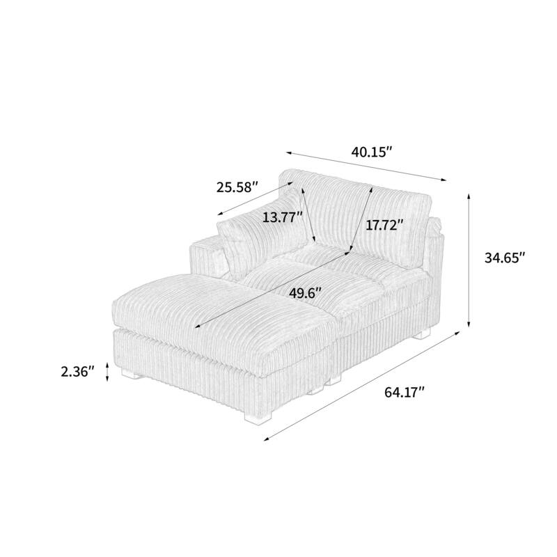 Modren Plush Upholstered Coner Chair and Ottoman Set