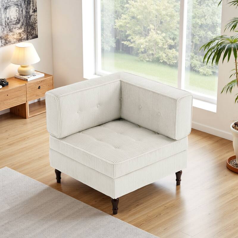 Modern Corduroy Corner Armchair Armless Chair sofa - Beige - Corner chair