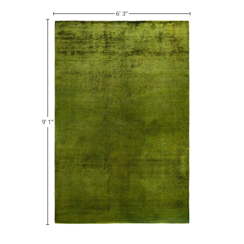 Overdyed One-of-a-Kind Hand-Knotted Area Rug - Green - 6' 3" x 9' 1"