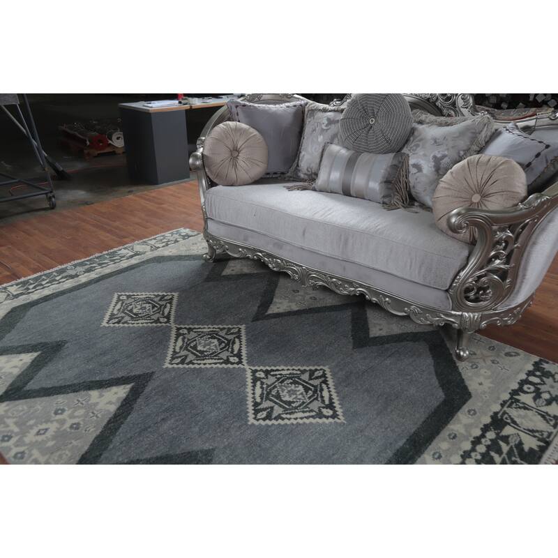 Transitional Oushak Indian Area Rug Hand-Knotted Wool Carpet - 6'0" x 9'0"