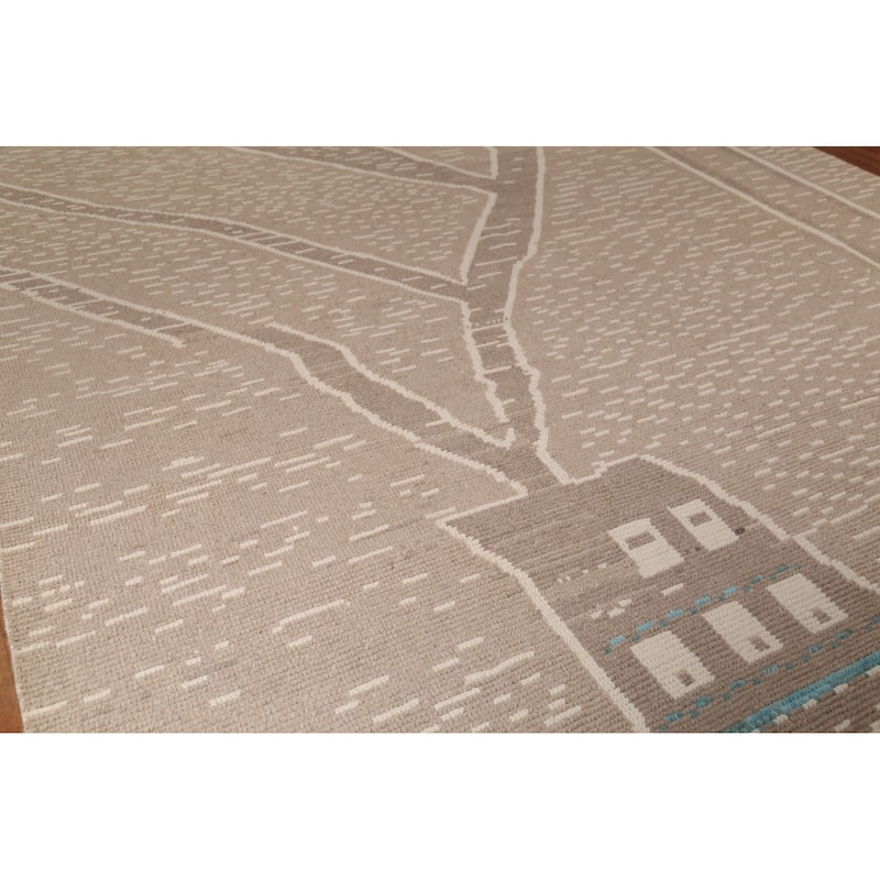 Earth Tone Moroccan Oriental Large Area Rug Handmade Brown Wool Carpet - 10'3"x 14'5"