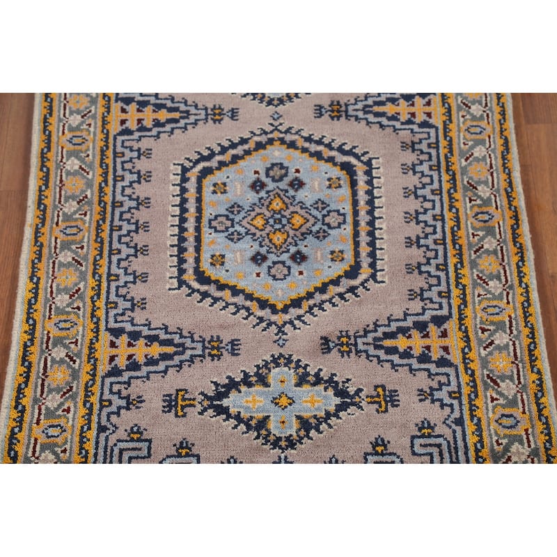 Geometric Viss Indian Accent Rug Handmade Foyer Wool Carpet - 3'0"x 5'3"