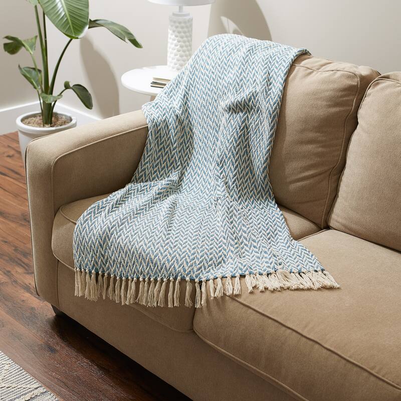 Stone Handloom Chevron Throw