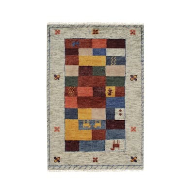 Hand-knotted Wool Beige Traditional Geometric Modern Knot Rug - 6' x 9'