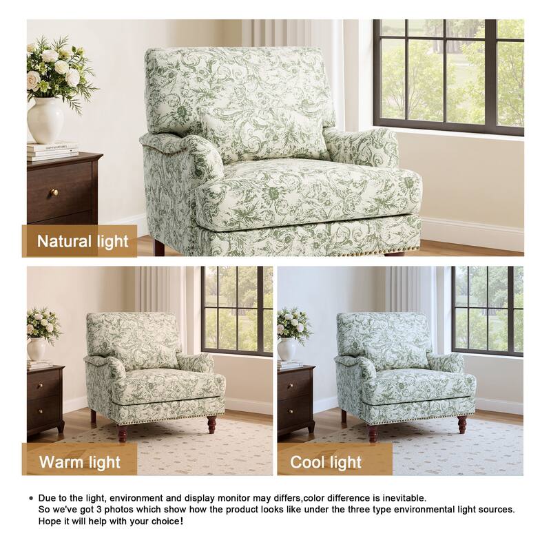 Set of 2 Mid Century Chenille Upholstered Accent Chairs