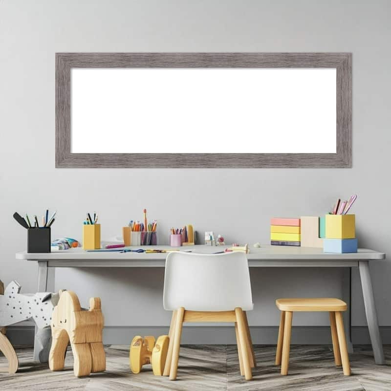 Amanti Art Pinstripe Plank Grey Narrow Framed Dry Erase Magnetic Board
