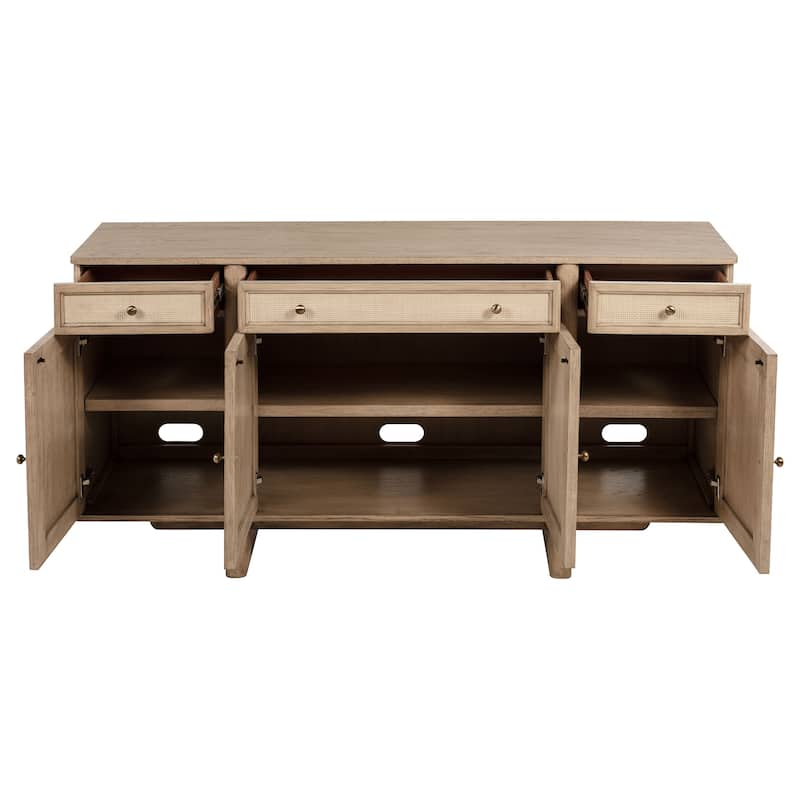 Kailani 4-Door Cane Sideboard Buffet Cabinet Beige Oak