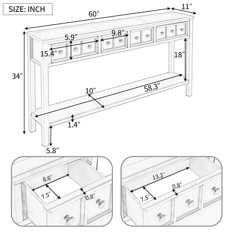 60" Long Sofa Table