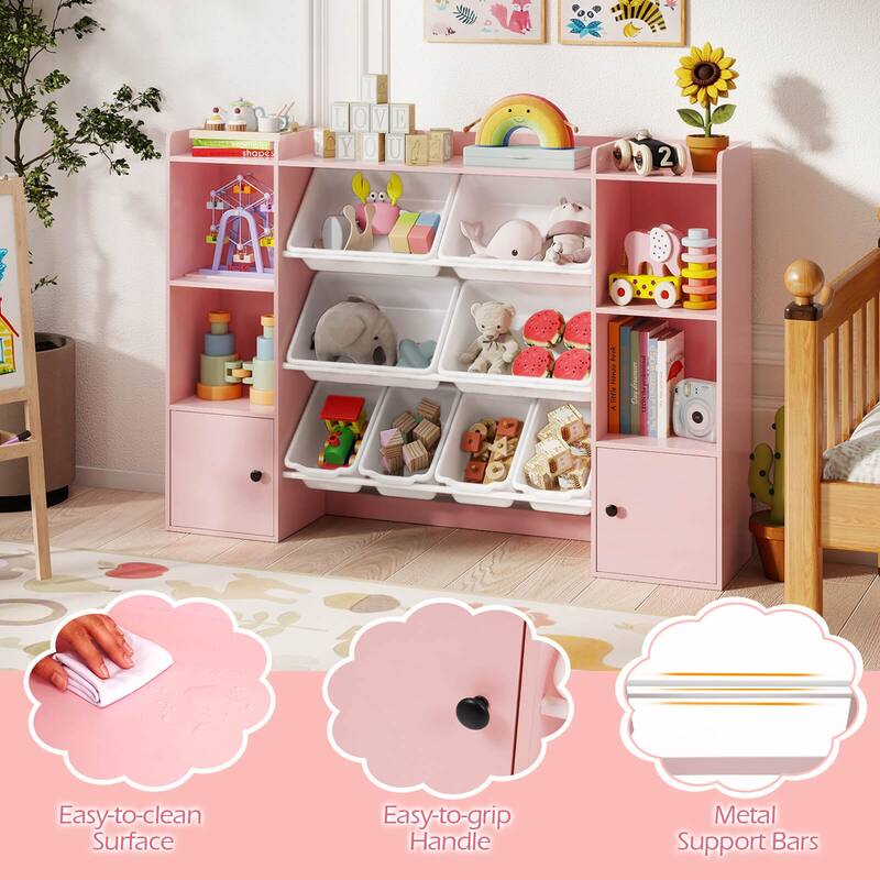 Costway Kids Toy Storage and Bookshelf with 8 Boxes Open Shelves & 2 - See Details