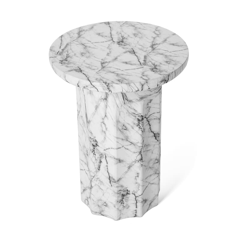 Glitzhome 20.75"H Modern MGO Faux Marble Side Table