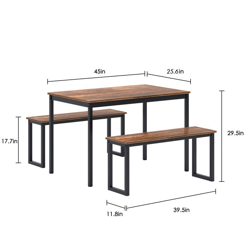 Dining Table Set for 4, Kitchen Room Table Set with 2 Benches