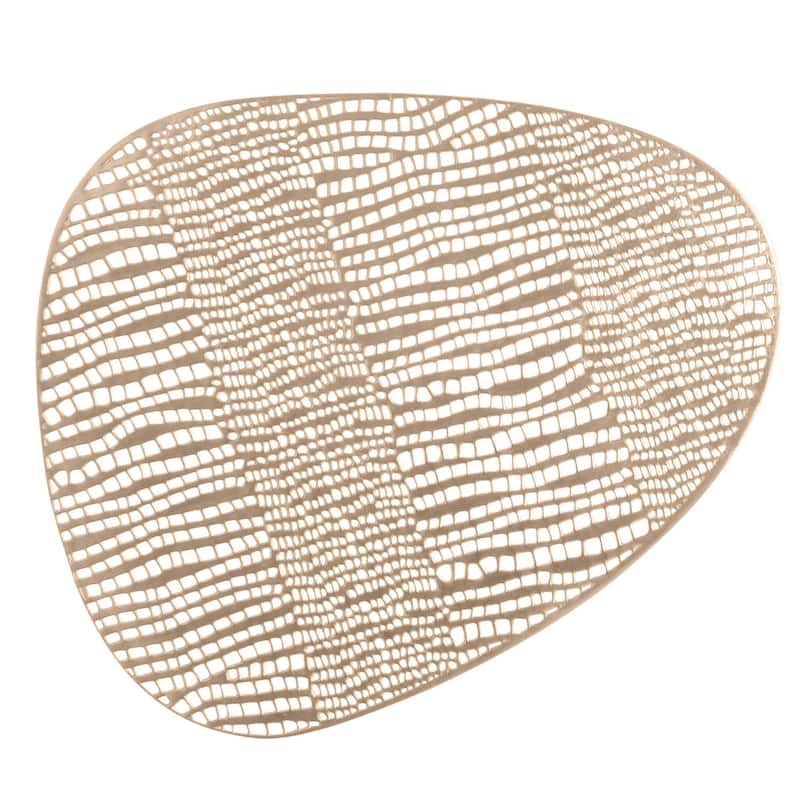 Home Details 4 Pack Oval Pebble Laser Cut Placemat - Gold - 16.4" x 13.2"