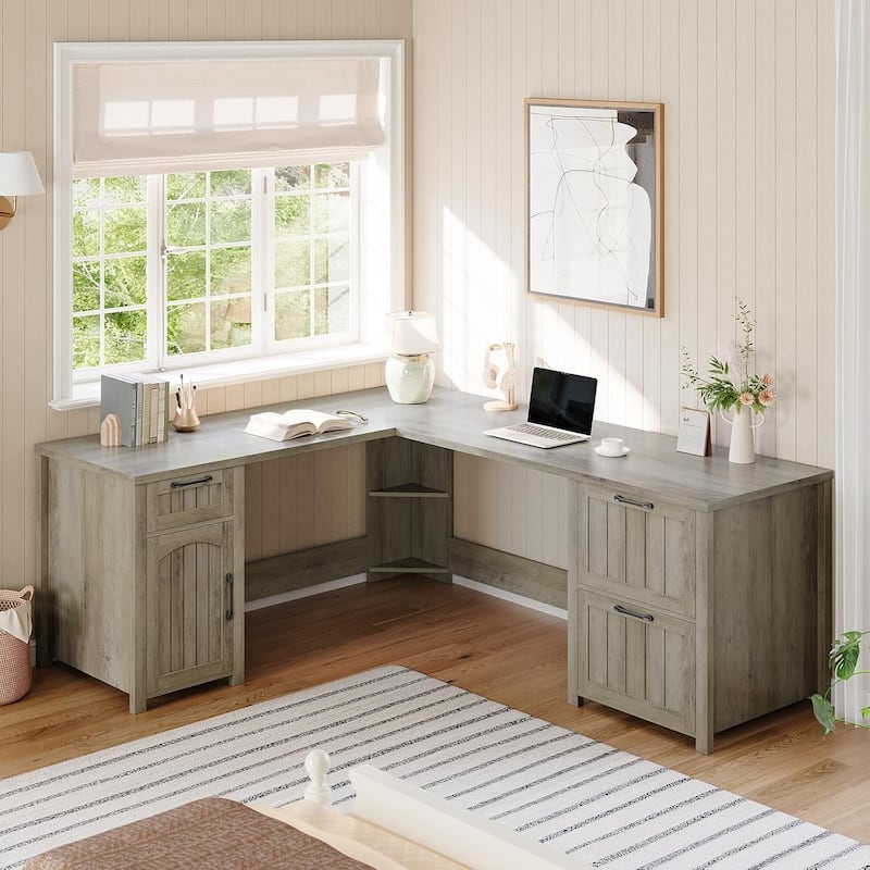 Executive L Shaped Desk Office Desk Drawers Storage Drawers Cabinet