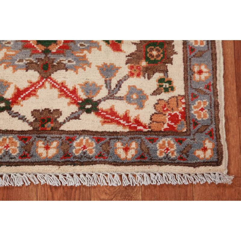 Ivory Floral Kazak Oriental Accent Foyer Rug Handmade Wool Carpet - 2'0"x 3'0"