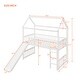 preview thumbnail 39 of 37, Cottage Style Twin Size Wood Loft Bed with Slide,Playhouse Design Solid Pine Wood Bed,Maximized Space Saving