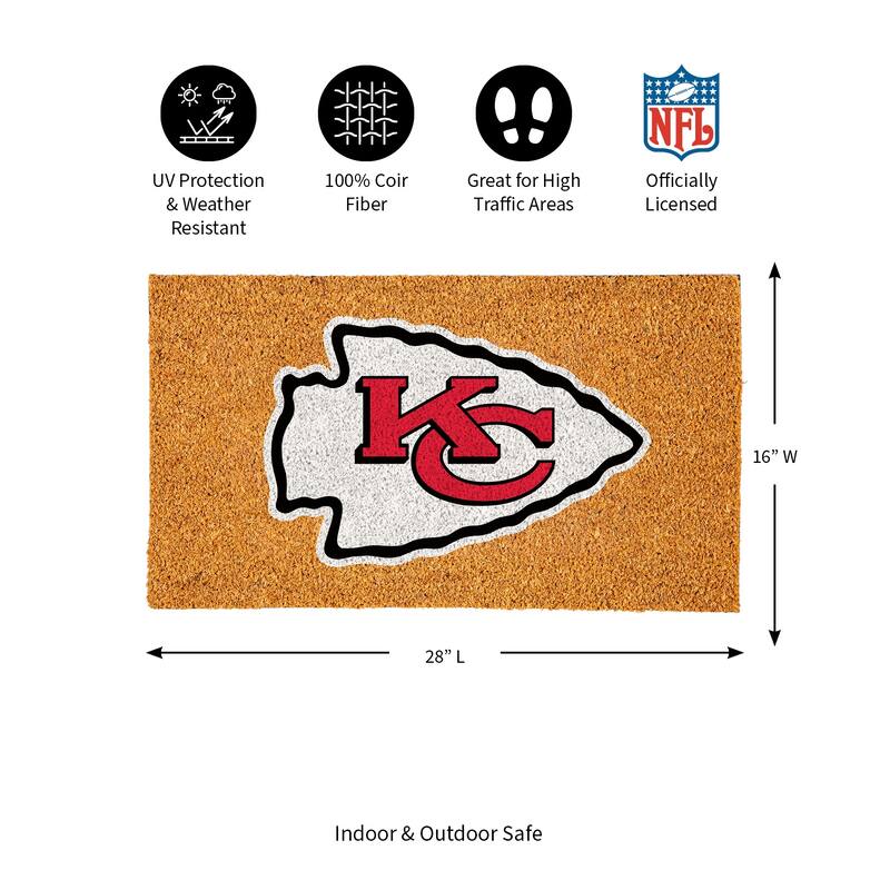 Coir Door Mat, 16"x 28", Kansas City Chiefs - 28" x 16"