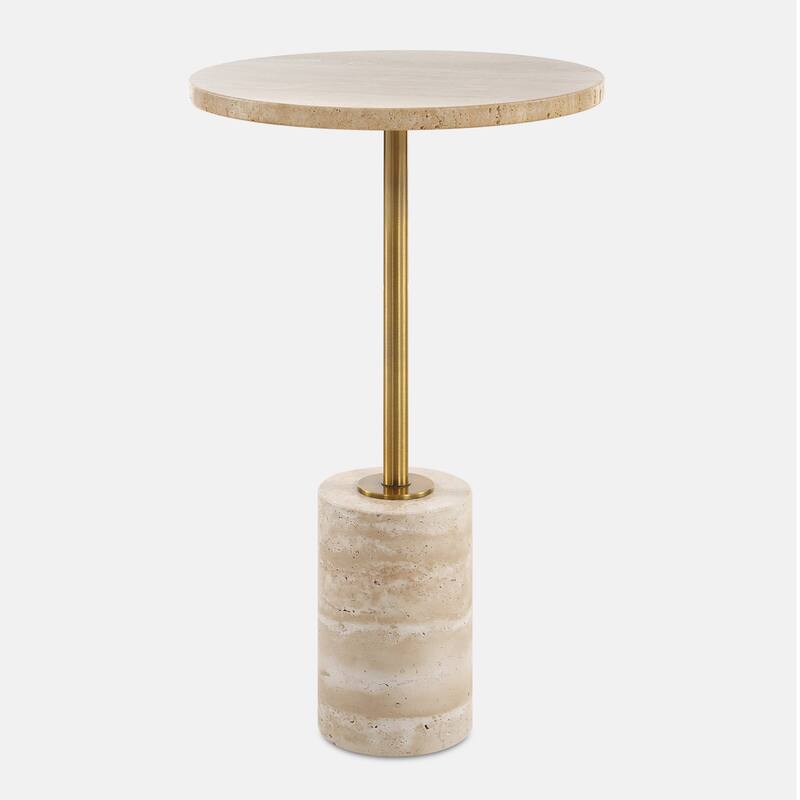 Travertine End Accent Table - 24" - Beige