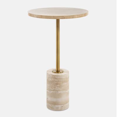 Travertine End Accent Table - 24" - Beige