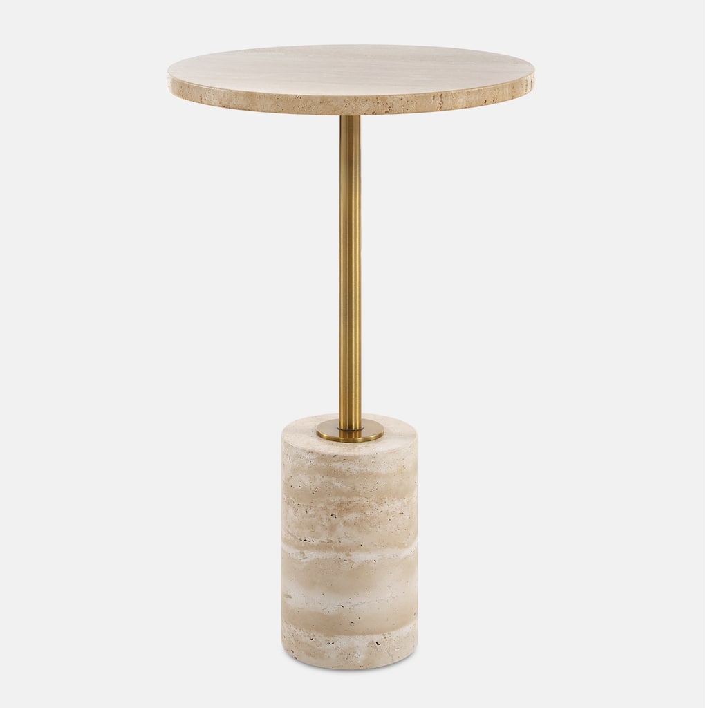 Travertine End Accent Table - 24" - Beige