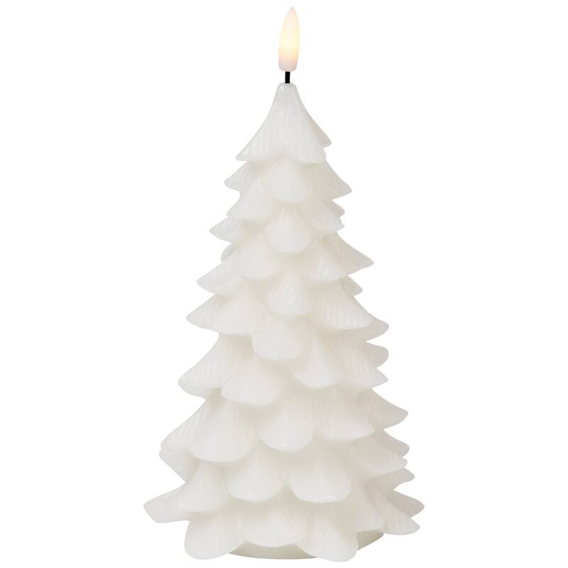 Flickering Flameless LED Christmas Tree Wax Candles - 7.25" - White - Set of 3