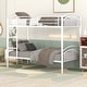 preview thumbnail 3 of 14, Elegant Twin Over Twin Metal Bunk Bed with Built-in Ladder and Guardrails, Divided into Two Beds, With Sturdy Steel Frame, White