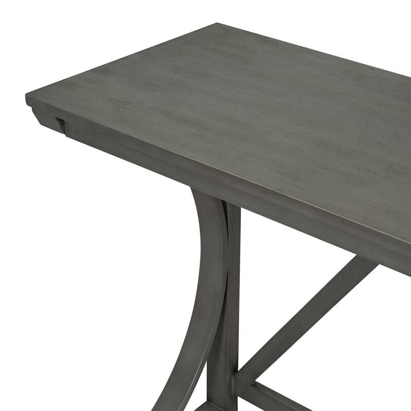 Farmhouse 3-Piece Counter Height Dining Table Set with Built-in USB Ports and Upholstered Stools for Small Spaces