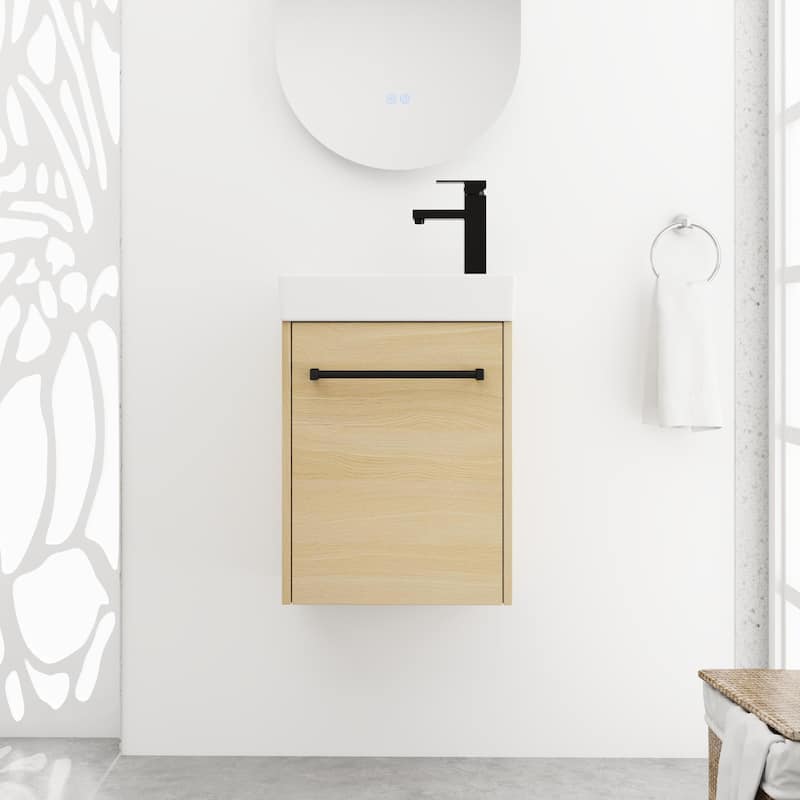 BNK 16/18 Inch Single Sink Bathroom Vanity with Soft Close Door - 15.9''W×8.8''D×22.1''H - ChuXin