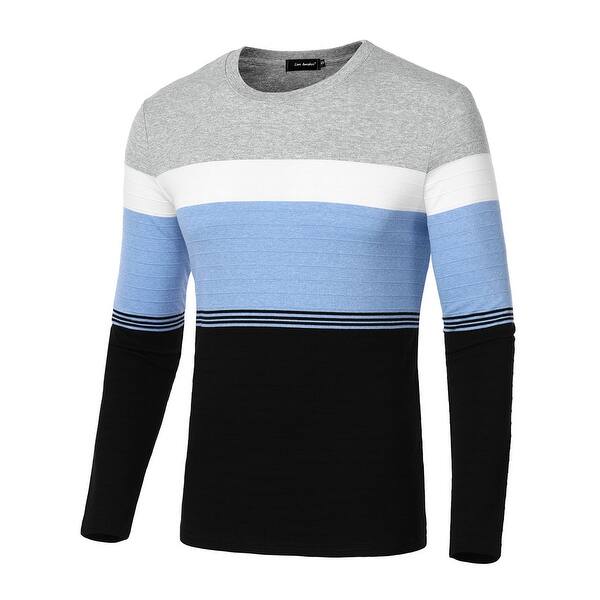 Shop Men S Long Sleeve Casual Round Neck Patchwork Pullover T Shirts On Sale Overstock