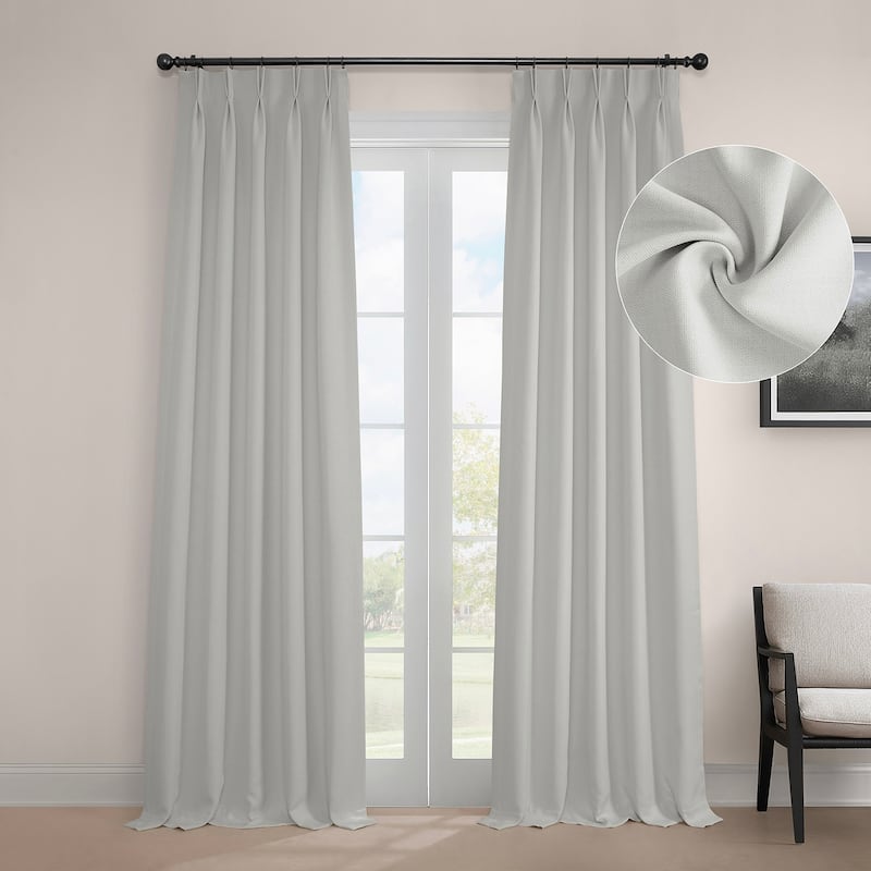 Exclusive Fabrics French Pleated Textured Faux Linen Room Darkening Curtains for Bedroom & Living Room Curtains Single Panel