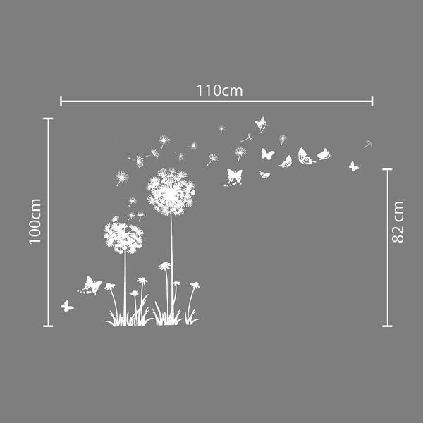 Shop Walplus Wall Sticker White Dandelion Flower Butterflies Kid Art Decal Overstock 31770381