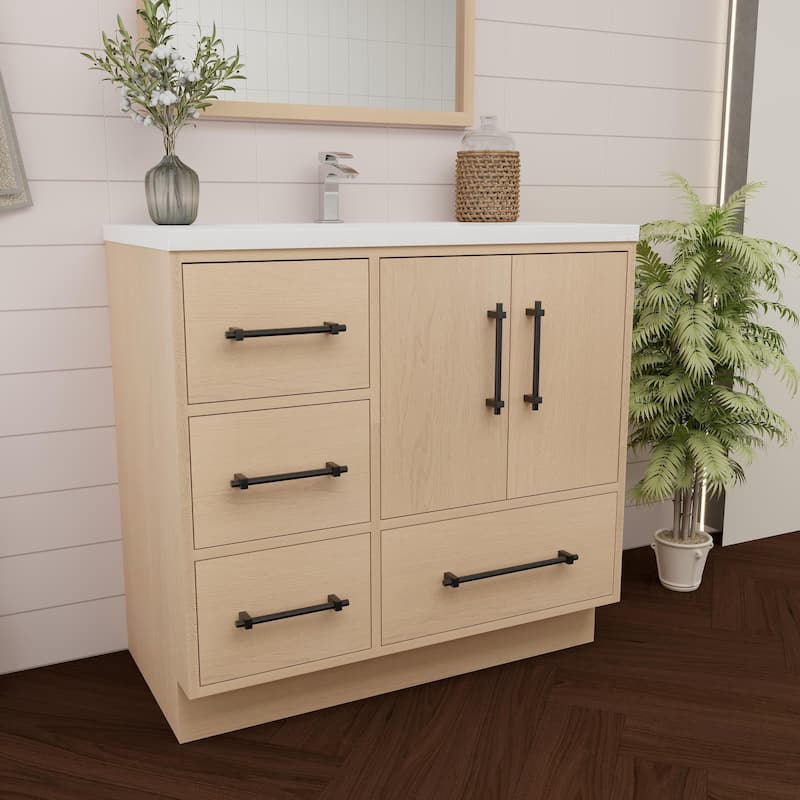 Victoria 36'' L Drawer Freestanding Vanity with Acrylic Sink - 35.5