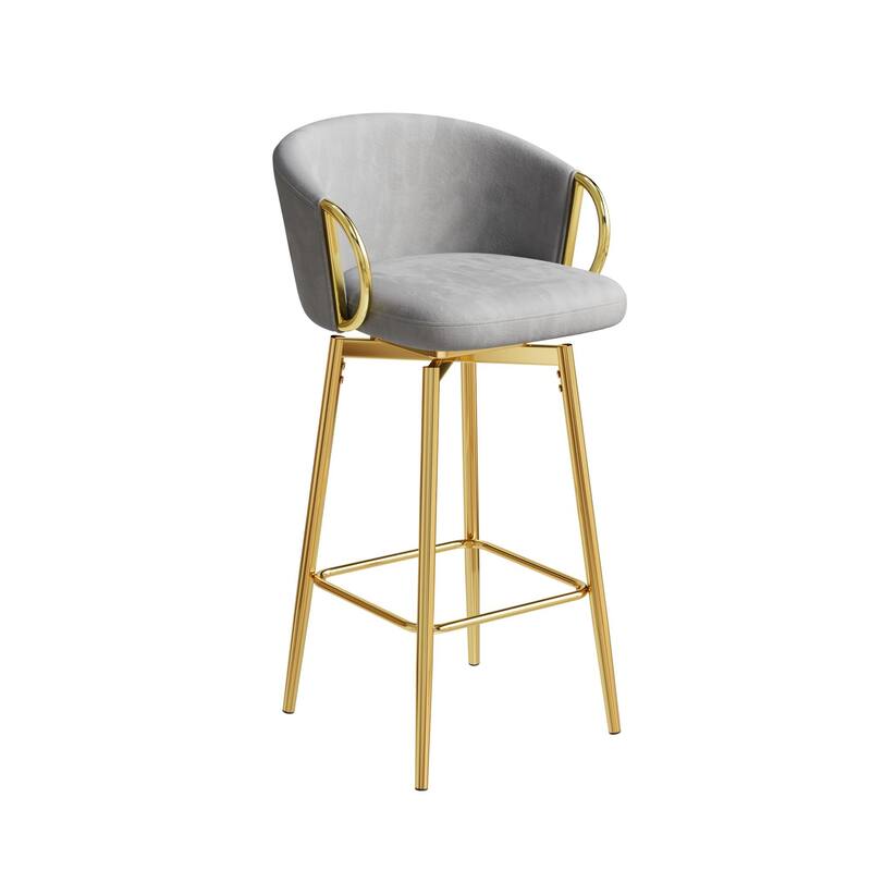 Counter Height Chairs Set of 2, Velvet Upholstered Kitchen Island Chair with Back, Dining Chairs with Metal Legs