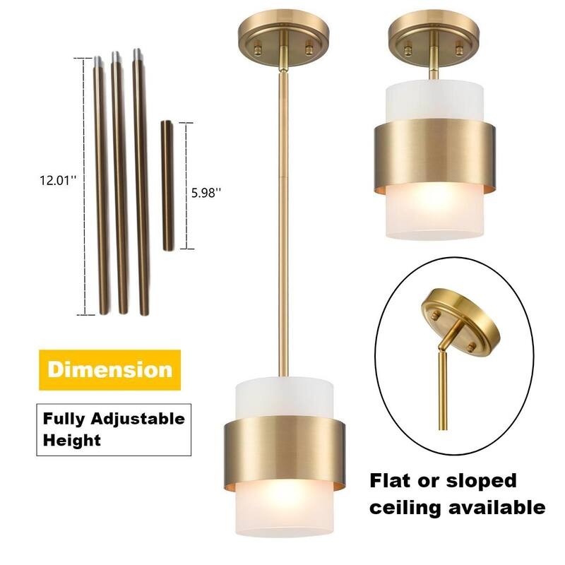 Rhodes Brass Modern Adjustable Height Pendant Light Industrial Mini Cylinder Shade